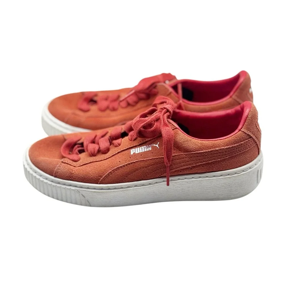 PUMA‎ BASKET CLASSIC PATENT EMBOSS SHOES: RED SIZE US 6.5 Women